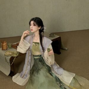 [Lotus Ferry] Song Dynasty Lyocell Green Hanfu Set