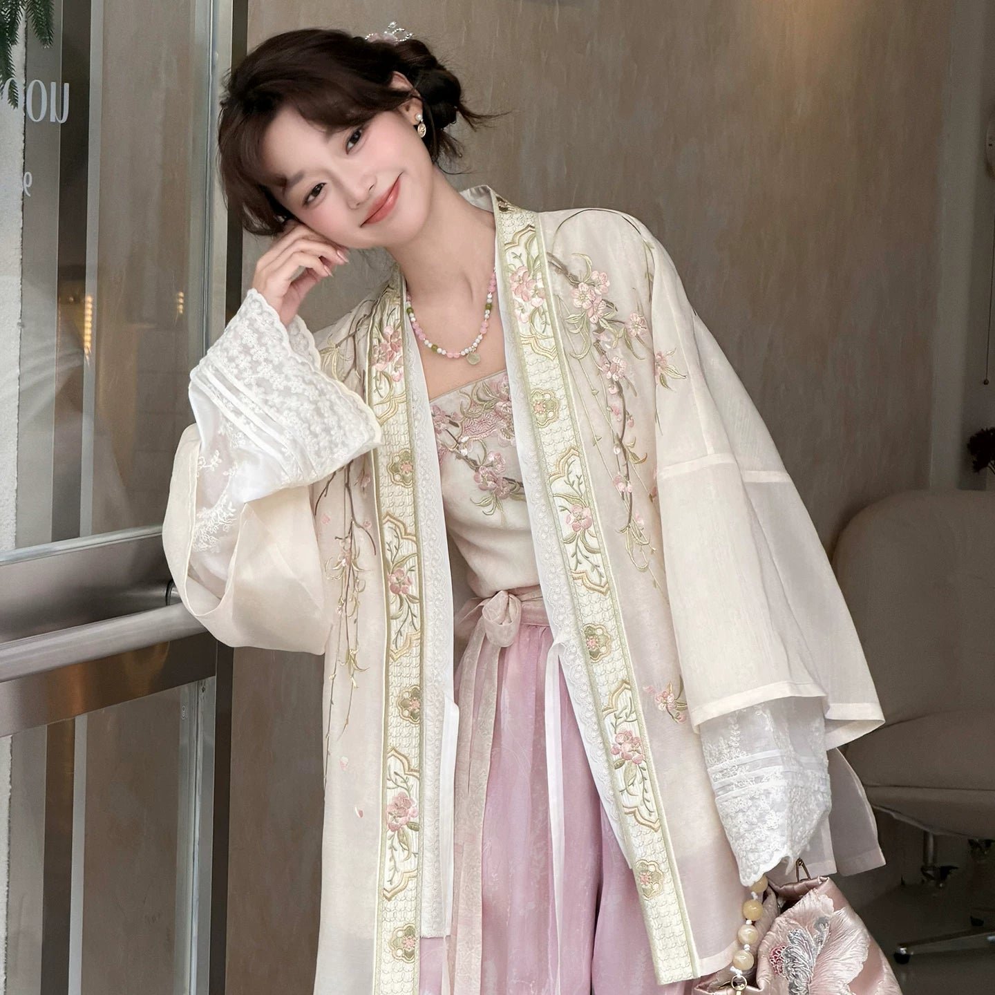 Xinghuayue Duijin Hanfu Set—Embroidered Jacket & Gradient Song Pants - Image 10