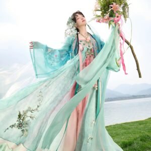 [Butterfly & Spring Creek] Embroidered Cape Hanfu