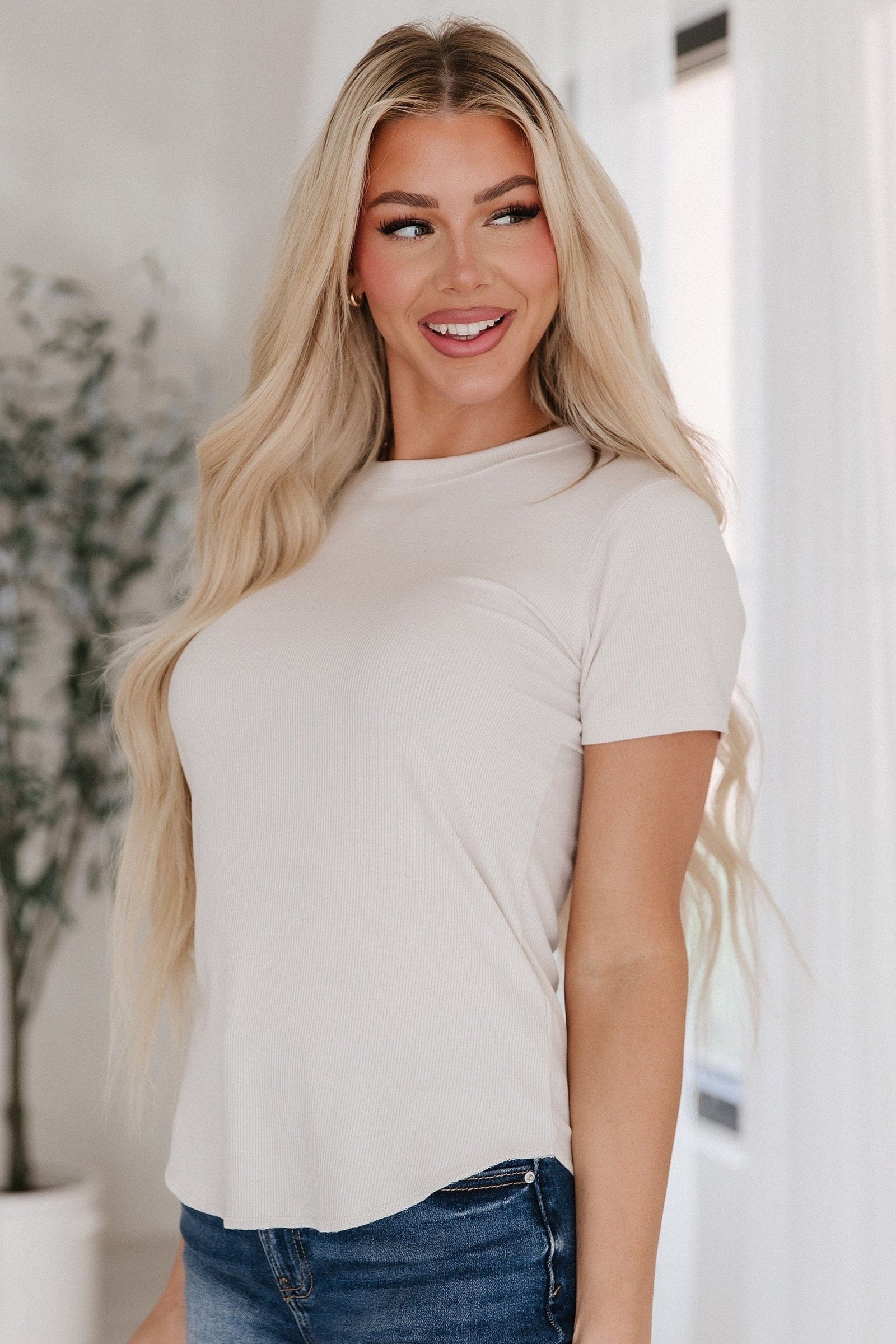SALE - Alba Ribbed Curved Hem Top – Women’s Casual Everyday Style - Image 7